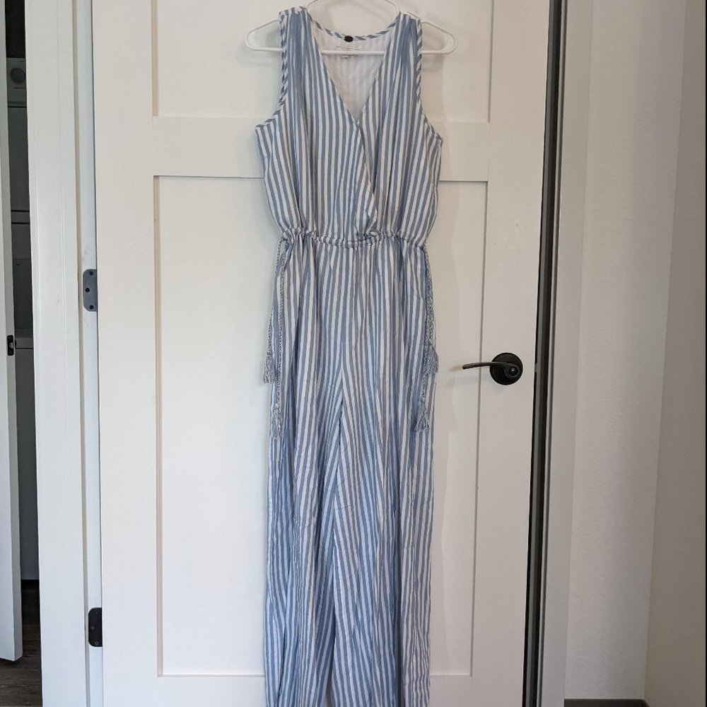 Striped Cinch Waist Jumpsuit sz M
